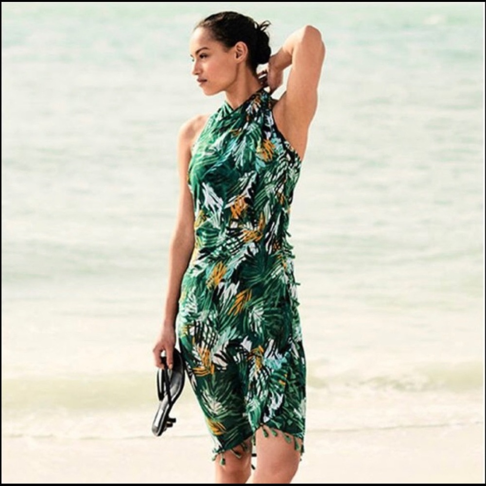 WHBM Convertable Sarong.  Tropical Green print